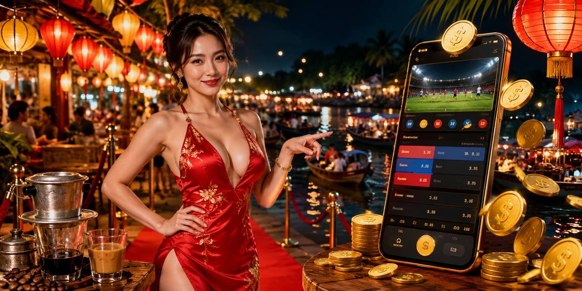 Không khí chợ đêm Hội An với màn hình theo dõi cá cược